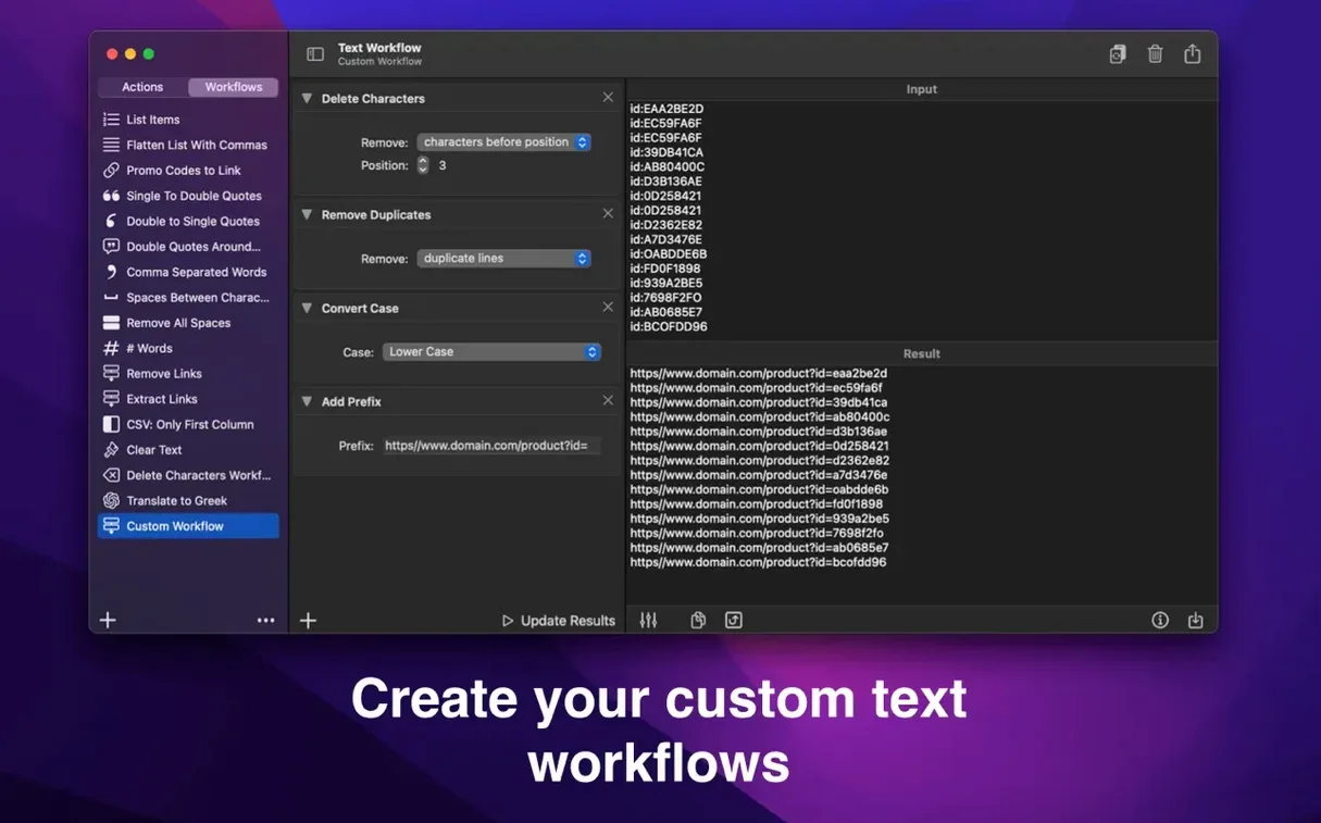 Text Workflow preview image 2 Text Workflow editor, view 2